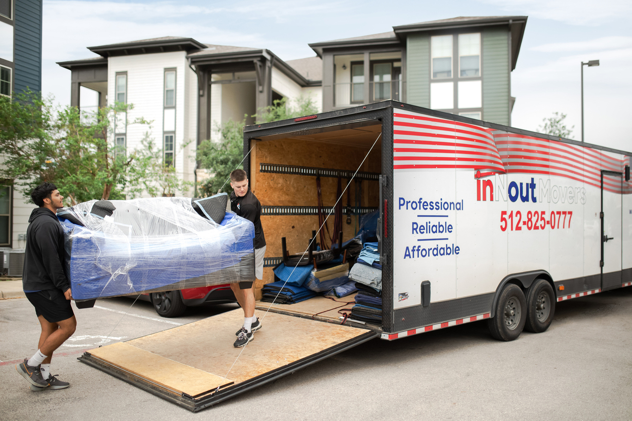 inNout Movers Crew unloading a recent move in Round Rock, TX